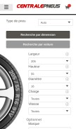 How centralepneus.fr looks like on a mobile device such as an iPhone.