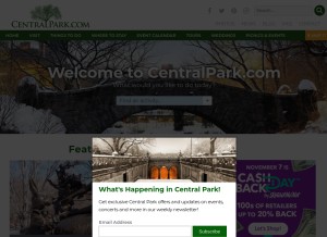 How centralpark.com looks like on a tablet such as an iPad.