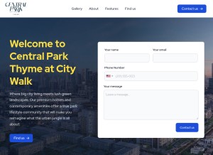How centralparkthyme.com looks like on a tablet such as an iPad.