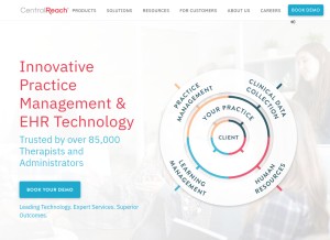 How centralreach.com looks like on a tablet such as an iPad.