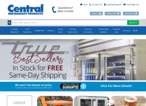 How centralrestaurant.com looks like on a tablet such as an iPad.
