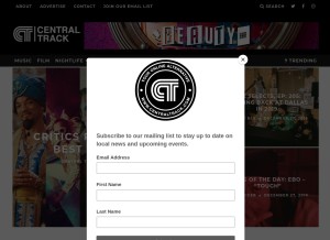 How centraltrack.com looks like on a tablet such as an iPad.