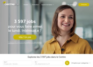 How centrejob.com looks like on a tablet such as an iPad.