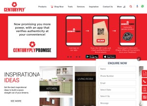 How centuryply.com looks like on a tablet such as an iPad.