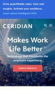 How ceridian.com looks like on a mobile device such as an iPhone.