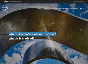 How cern.ch looks like on a tablet such as an iPad.