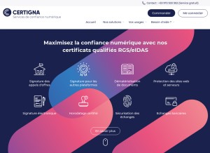 How certigna.fr looks like on a tablet such as an iPad.