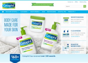 How cetaphil.com looks like on a tablet such as an iPad.