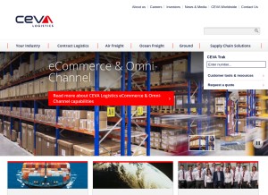 How cevalogistics.com looks like on a tablet such as an iPad.