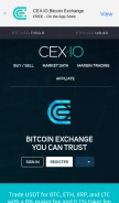 How cex.io looks like on a mobile device such as an iPhone.