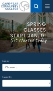 How cfcc.edu looks like on a mobile device such as an iPhone.