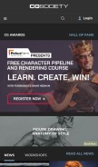 How cgsociety.org looks like on a mobile device such as an iPhone.