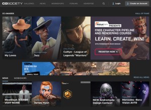 How cgsociety.org looks like on a tablet such as an iPad.