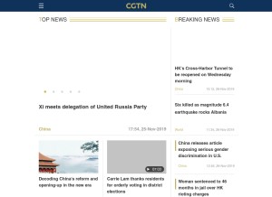 How cgtn.com looks like on a tablet such as an iPad.