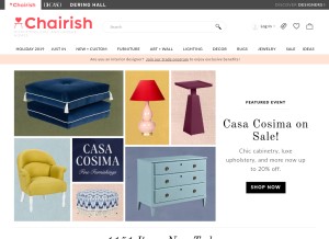 How chairish.com looks like on a tablet such as an iPad.
