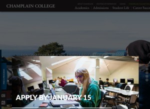 How champlain.edu looks like on a tablet such as an iPad.