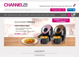 How channel21.de looks like on a tablet such as an iPad.