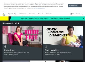 How channel4.com looks like on a tablet such as an iPad.