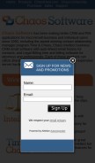 How chaossoftware.com looks like on a mobile device such as an iPhone.