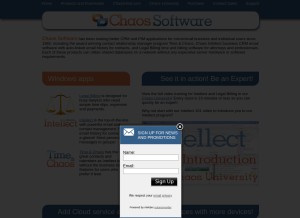 How chaossoftware.com looks like on a tablet such as an iPad.
