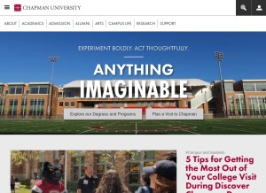 How chapman.edu looks like on a tablet such as an iPad.