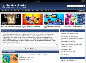 How chaptercheats.com looks like on a tablet such as an iPad.