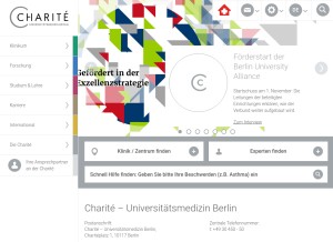 How charite.de looks like on a tablet such as an iPad.