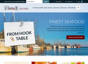 How charlestonseafood.com looks like on a tablet such as an iPad.