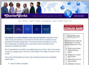 How charlesworks.com looks like on a tablet such as an iPad.
