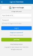 How charmdate.com looks like on a mobile device such as an iPhone.