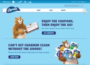 How charmin.com looks like on a tablet such as an iPad.
