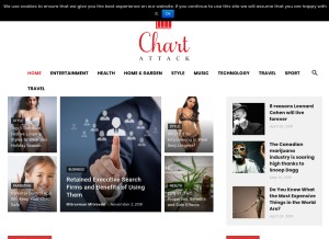 How chartattack.com looks like on a tablet such as an iPad.