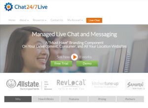 How chat247live.com looks like on a tablet such as an iPad.