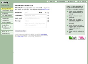 How chatzy.com looks like on a tablet such as an iPad.