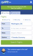 How cheapair.com looks like on a mobile device such as an iPhone.