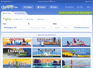 How cheapair.com looks like on a tablet such as an iPad.