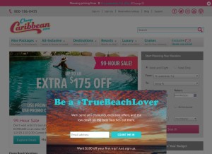 How cheapcaribbean.com looks like on a tablet such as an iPad.