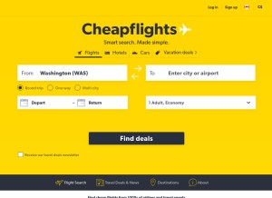 How cheapflights.ca looks like on a tablet such as an iPad.