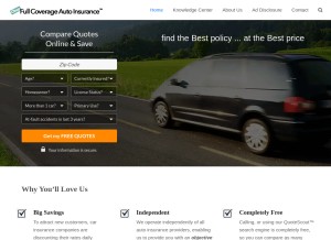 How cheapfullcoverageautoinsurance.com looks like on a tablet such as an iPad.