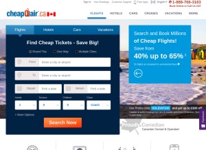 How cheapoair.ca looks like on a tablet such as an iPad.