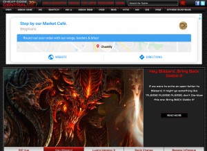 How cheatcc.com looks like on a tablet such as an iPad.