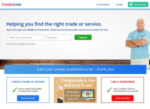 How checkatrade.com looks like on a tablet such as an iPad.