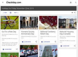 How checkiday.com looks like on a tablet such as an iPad.