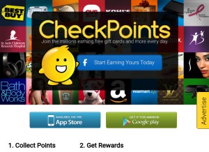 How checkpoints.com looks like on a tablet such as an iPad.
