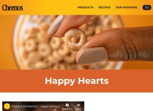 How cheerios.com looks like on a tablet such as an iPad.