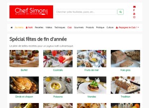 How chefsimon.com looks like on a tablet such as an iPad.