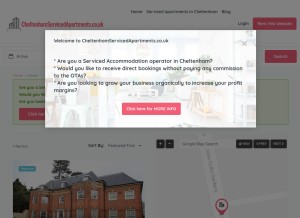 How cheltenhamservicedapartments.co.uk looks like on a tablet such as an iPad.