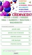 How chem4kids.com looks like on a mobile device such as an iPhone.