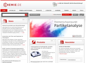 How chemie.de looks like on a tablet such as an iPad.