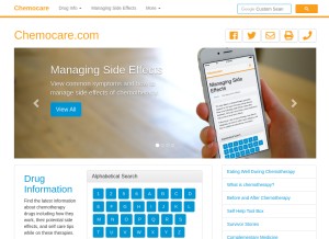 How chemocare.com looks like on a tablet such as an iPad.